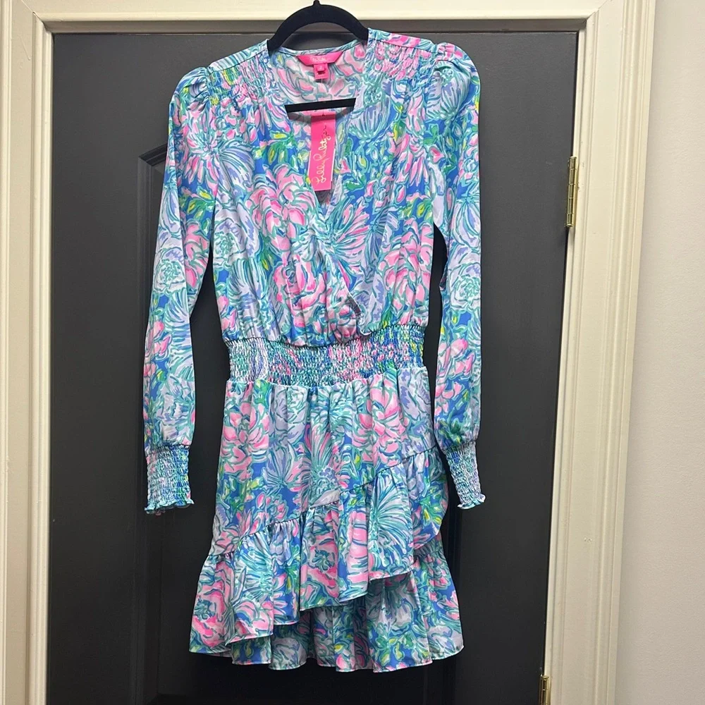 Lilly Pulitzer Long Sleeve Dress in print: In Full Bloom - Picture 1 of 5